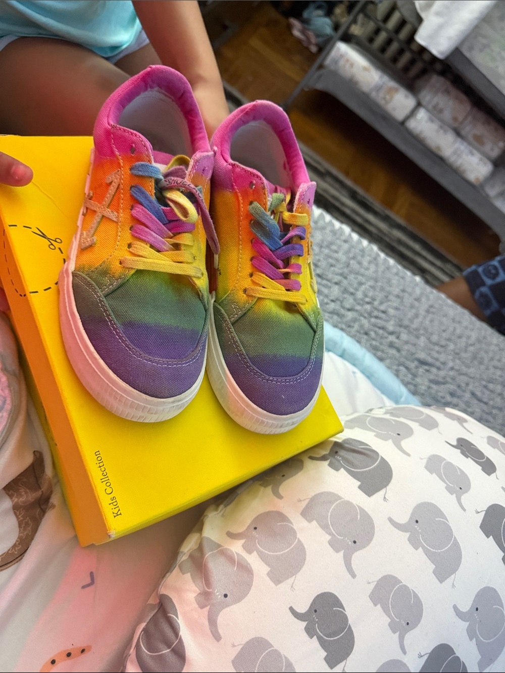 Off-White Kids Rainbow Tie-Dye Sneakers - Pink, Purple, Yellow, Green, Blue